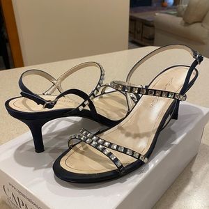Navy Jeweled Heels